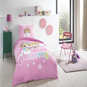 Paw Patrol Skye Glitter %100 Pamuk Tek Kişilik Nevresim Takımı