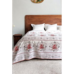 Tek Kişilik Kanaviçe Desenli Pike – Pudra | 160x240 Cm | %100 Pamuk