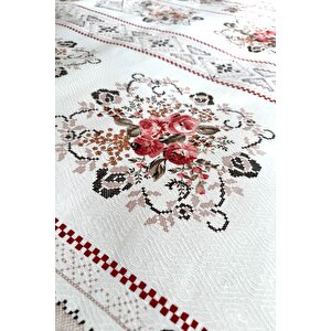 Alla Turca Tek Kişilik Kanaviçe Desenli Pike – Pudra | 160x240 Cm | %100 Pamuk