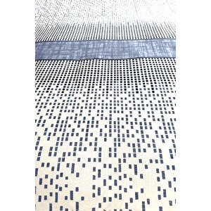 Alla Turca Tek Kişilik Modern Mozaik Desenli Pike – İndigo | 160x240 Cm | %100 Pamuk