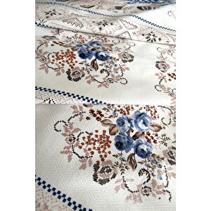 Alla Turca Tek Kişilik Kanaviçe Desenli Pike – İndigo | 160x240 Cm | %100 Pamuk