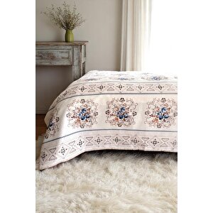 Çift Kişilik Kanaviçe Desenli Pike – İndigo | 200x240 Cm | %100 Pamuk