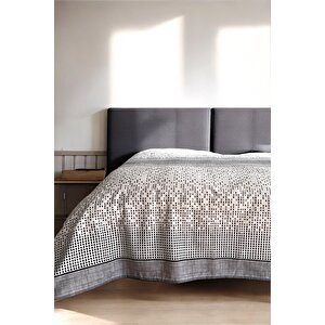 Çift Kişilik Modern Mozaik Desenli Pike – Gri | 200x240 Cm | %100 Pamuk