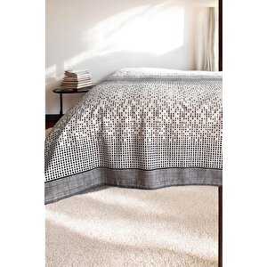 Çift Kişilik Modern Mozaik Desenli Pike – Gri | 200x240 Cm | %100 Pamuk