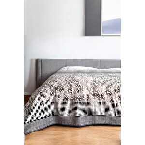 Çift Kişilik Modern Mozaik Desenli Pike – Gri | 200x240 Cm | %100 Pamuk