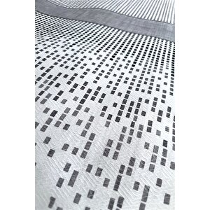 Alla Turca Çift Kişilik Modern Mozaik Desenli Pike – Gri | 200x240 Cm | %100 Pamuk