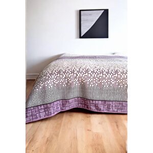 Çift Kişilik Modern Mozaik Desenli Pike – Lila | 200x240 Cm | %100 Pamuk