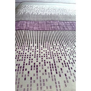 Alla Turca Çift Kişilik Modern Mozaik Desenli Pike – Lila | 200x240 Cm | %100 Pamuk