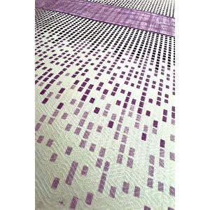 Alla Turca Çift Kişilik Modern Mozaik Desenli Pike – Lila | 200x240 Cm | %100 Pamuk