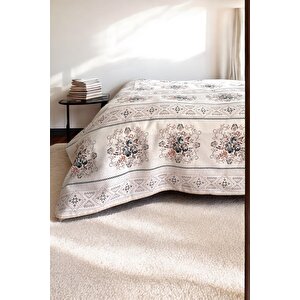 Çift Kişilik Kanaviçe Desenli Pike – Gri | 200x240 Cm | %100 Pamuk