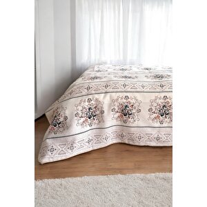 Çift Kişilik Kanaviçe Desenli Pike – Gri | 200x240 Cm | %100 Pamuk