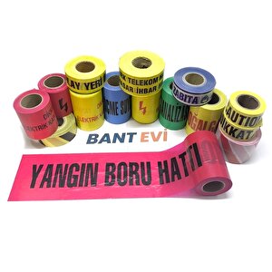 Yangın Boru Hattı İkaz Şeridi 20cmx250mt Toprak Altı Yangın Borusu Emniyet İkaz Bandı