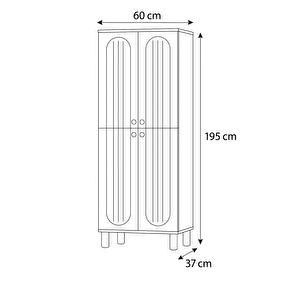Lidya Portmanto Dolabı Beyaz Raflı 2 Kapaklı Ayakkabılık Dolap 60x37x195 Cm