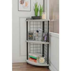 3raflı Metal Telli Köşe Kitaplık Çevir-kur Raf Ünitesi Modern Salon Dekoratif Raf Ofis Çalışma Odası