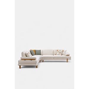 Niron Moda Köşe Koltuk – L Form, Yataklı, Ahşap Ayaklı, Kırlent Hediyeli (310x310 Cm)