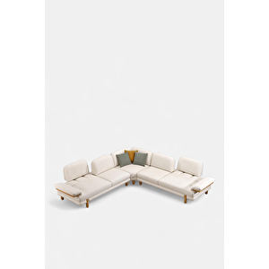 Niron Moda Köşe Koltuk – L Form, Yataklı, Ahşap Ayaklı, Kırlent Hediyeli (310x310 Cm)