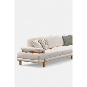 Niron Moda Köşe Koltuk – L Form, Yataklı, Ahşap Ayaklı, Kırlent Hediyeli (310x310 Cm)