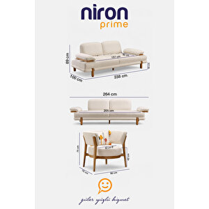 Niron Moda Koltuk Takımı 3+3+1 - 2 Adet 3'lü Kanepe + 1 Adet Tekli Berjer Takımı Özel Teslimat