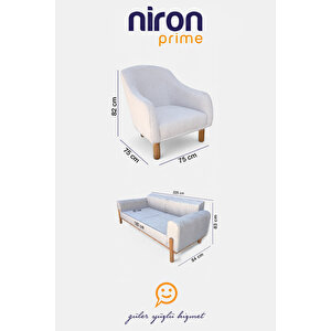 Niron Bohem 3+3+1+1 Koltuk Takımı – Bej Gri Kırçıllı Kumaş, Modern Ve Fonksiyonel Tasarım