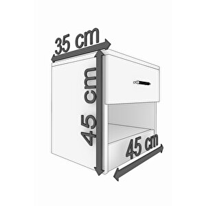 Abete-2 Kapılı 1 Çekmeceli Gardırop Komodin 3 Çekmeceli Şifonyer Takım / Atlantik Çam
