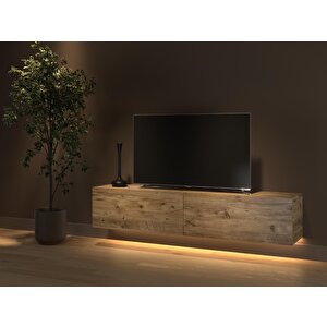 Rami Duvara Monte Led Işıklı, Dolaplı Tv Ünitesi - Tv Sehpası - Minifiksli - Atlantik Çam