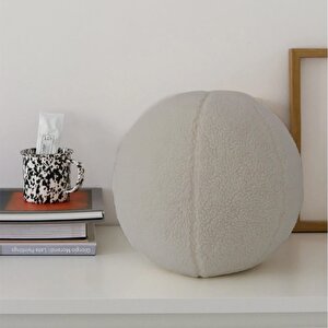 Ballo, Dekoratif Top Kırlent, Yastık, Çap 25 Cm, Bej Renk, Krl2502-40