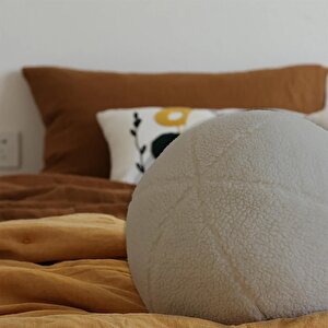 Ballo, Dekoratif Top Kırlent, Yastık, Çap 25 Cm, Bej Renk, Krl2502-40
