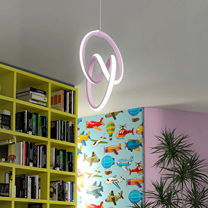 Pembe Modern Beyaz Ledli Avize Genç Çocuk Odası Avizesi