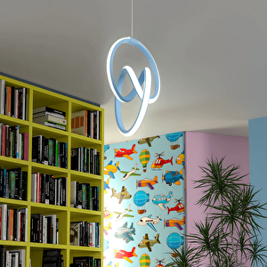 Mavi Modern Ultra Süper Beyaz Ledli Avize Çocuk Odası Avizesi