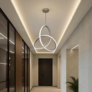 Soft Gri Modern Ultra Beyaz Ledli Sarkık Ledli Avize Led Avize