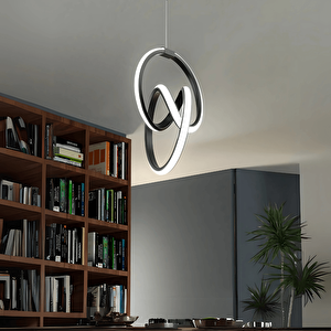  led Avize Elanora Siyah Modern Beyaz Ledli Avize