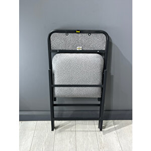 Hey Katlanır Mutfak Sandalyesi Yemek Balkon Bahçe Otel Kafe Katlanır Sandalye Gri Bukle Kumaş