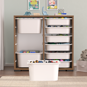 Carla 9 Sepetli Çok Amaçlı Oyuncak Dolabı Tropik Ceviz