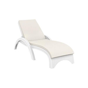 Trk-860 Siesta Fiji Bej Minderli Rattan Desenli Ayarlanabilir Lüks Şezlong 1000 Beyaz