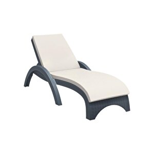 Trk-860 Siesta Fiji Bej Minderli Rattan Desenli Ayarlanabilir Lüks Şezlong Koyu Gri