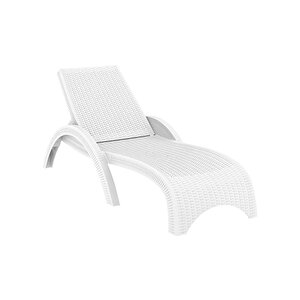 Trk-860 Siesta Fiji Rattan Desenli Ayarlanabilir Lüks Şezlong 1000 Beyaz
