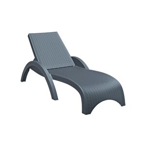 Trk-860 Siesta Fiji Rattan Desenli Ayarlanabilir Lüks Şezlong Koyu Gri