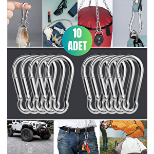 10 Adet Düz Yaylı Karabina 6 Mm No Olta Deniz Tırmanma Kamp Ekipmanları Hamak Askı