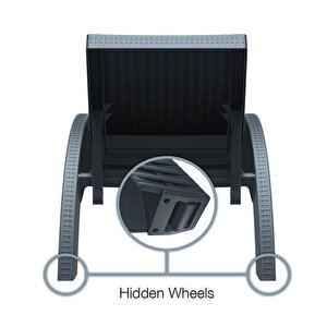 Omnipazar Trk-860 Siesta Fiji Bej Minderli Rattan Desenli Ayarlanabilir Lüks Şezlong Koyu Gri 2'li Set