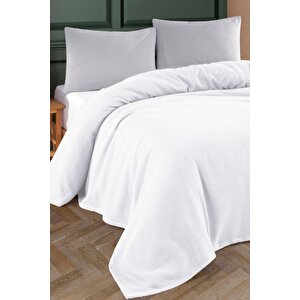 Renkli Gofret Desen Tek Kişilik Pike Yatak Örtüsü Otel Pike 160x230 Cm Beyaz