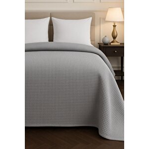 Renkli Gofret Desen Tek Kişilik Pike Yatak Örtüsü Otel Pike 160x230 Cm Gri
