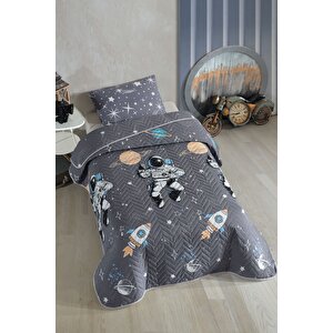 Astronot Desenli Çocuk-genç Odası Tek Kişilik Pike-yatak Örtüsü Takımı 160 X 230 Cm (çarşafsiz)