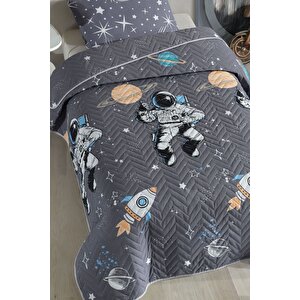 Astronot Desenli Çocuk-genç Odası Tek Kişilik Pike-yatak Örtüsü Takımı 160 X 230 Cm (çarşafsiz)