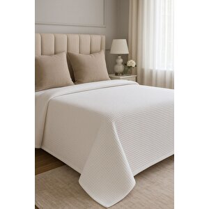 Renkli Gofret Desen Çift Kişilik Pike Yatak Örtüsü Otel Pike 200x230 Cm Beyaz