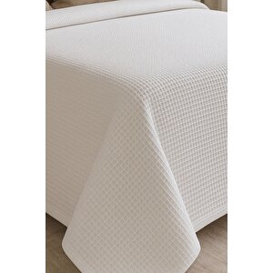 Renkli Gofret Desen Çift Kişilik Pike Yatak Örtüsü Otel Pike 200x230 Cm Beyaz
