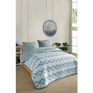 Tek Kişilik Desenli Kapitone Çift Taraflı Renkli Pike Yatak Örtüsü Takımı 160x230 Cm (çarşafsız) Yeşil