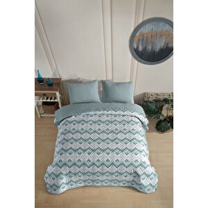 Tek Kişilik Desenli Kapitone Çift Taraflı Renkli Pike Yatak Örtüsü Takımı 160x230 Cm (çarşafsız) Yeşil