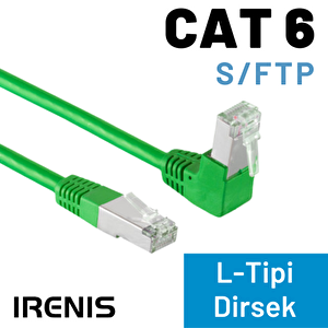 Irenis Cat6 S/ftp Dirsek Kablo, 50 Cm, Yeşil Yeşil