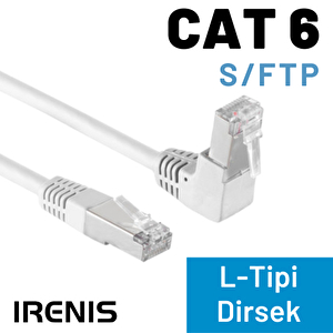 Irenis Cat6 S/ftp Dirsek Kablo, 50 Cm, Yeşil Beyaz