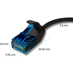 Cat6 U/utp Esnek Kablo, 50 Cm Siyah